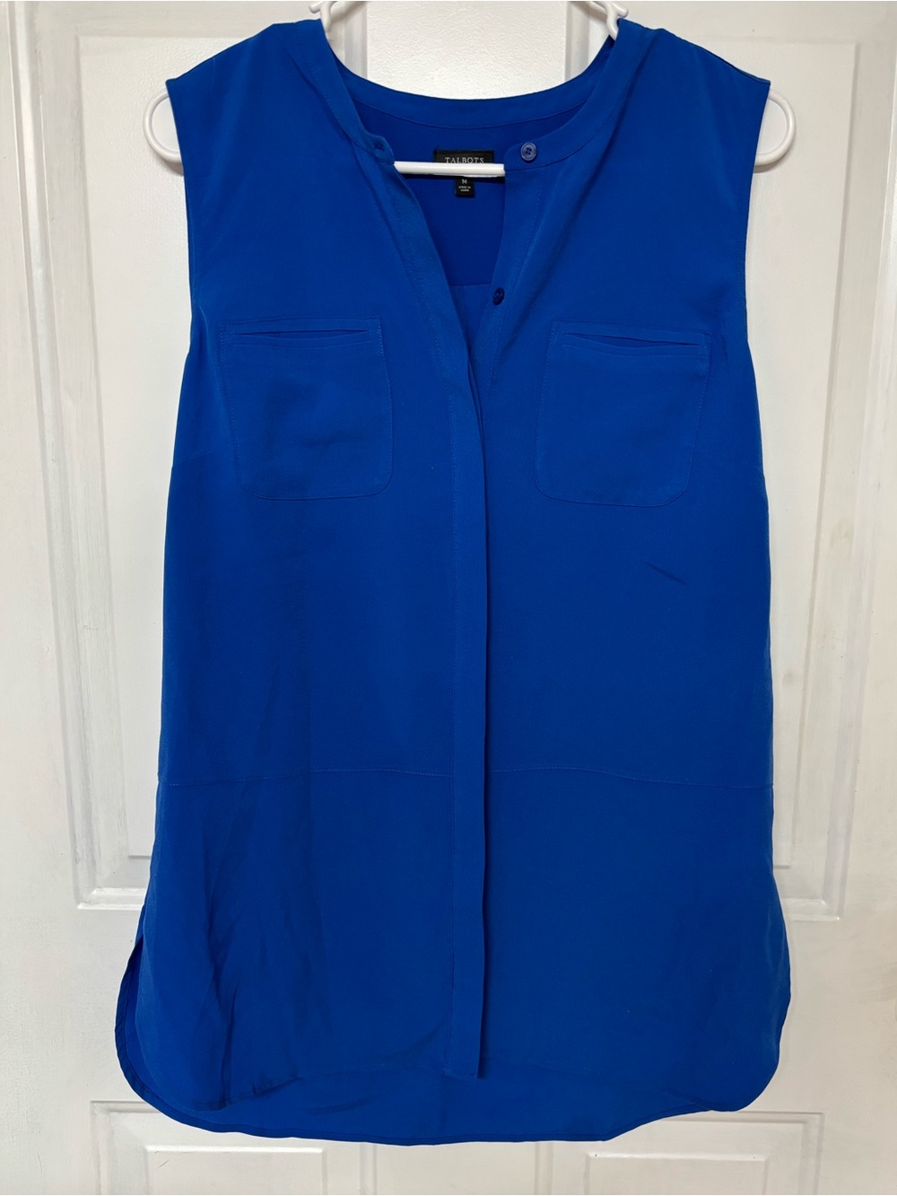 Talbots Women’s Medium Royal Blue Sleeveless Button Front Blouse Top